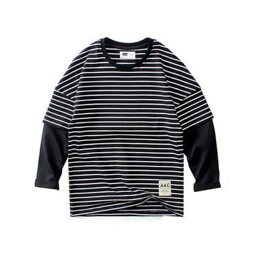 Wijhcboe 2025 Enfants Tout-Petits Garçons Filles Place Us Chandail Rayé Chandail Molletonné Col Rond Hauts pour Tout-Petits Garçons Col Manches Longues Vêtements de Sport Petit Garçon Hauts T-Shirts en Coton Haut Tout-Petit Garçons Hauts Jeunesse Garçons