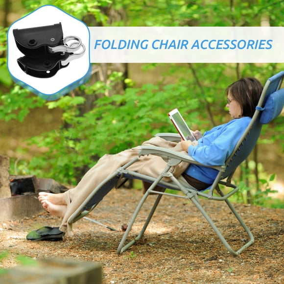 HOOWIFFY 2Pcs Folding Chair Parts Rectangular Black Plastic and Stainless Steel for Camping and Outdoor Activities
