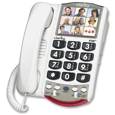 Clarity P300 26-dB Amplified Big Button Corded Photo Phone - White