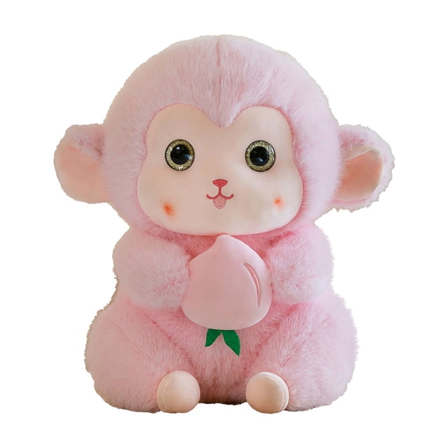 Monkey Plush Toy Holding Peach, Realistic Stuffed Animal with Soft Material, Kids’ Cuddle Companion