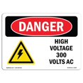 thumbnail image 1 of SignMission OS-DS-A-1218-L-2199 12 x 18 Po Signe de Danger OSHA - Haute Tension 300 Volts AC, 1 of 1