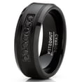 thumbnail image 2 of Mens Tungsten Ring Black Stainless Steel Wedding Band 7 Round Cubic Zirconia 8MM, 2 of 3