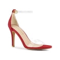 thumbnail image 1 of BLISSFUL STEP Women's Clear Ankle Strap Stiletto Heel Sandals Red 8, 1 of 7