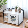 thumbnail image 2 of Costway Cat Litter Box  Enclosure Hidden Litter Furniture Cabinet W/ 2-Tier Storage Shelf, 2 of 10