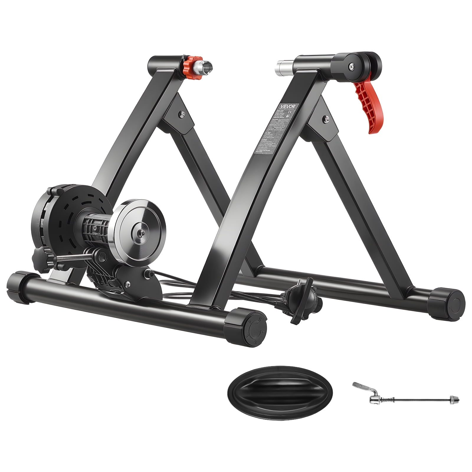 VEVOR Bike Trainer, 6 Level Resistance, 26-29 in & 700C Wheels, Foldable Magnetic Bicycle Stationary Stand for Indoor Exercise Riding with Quick Release Skewer & Front Wheel Riser Block for Road Bikes