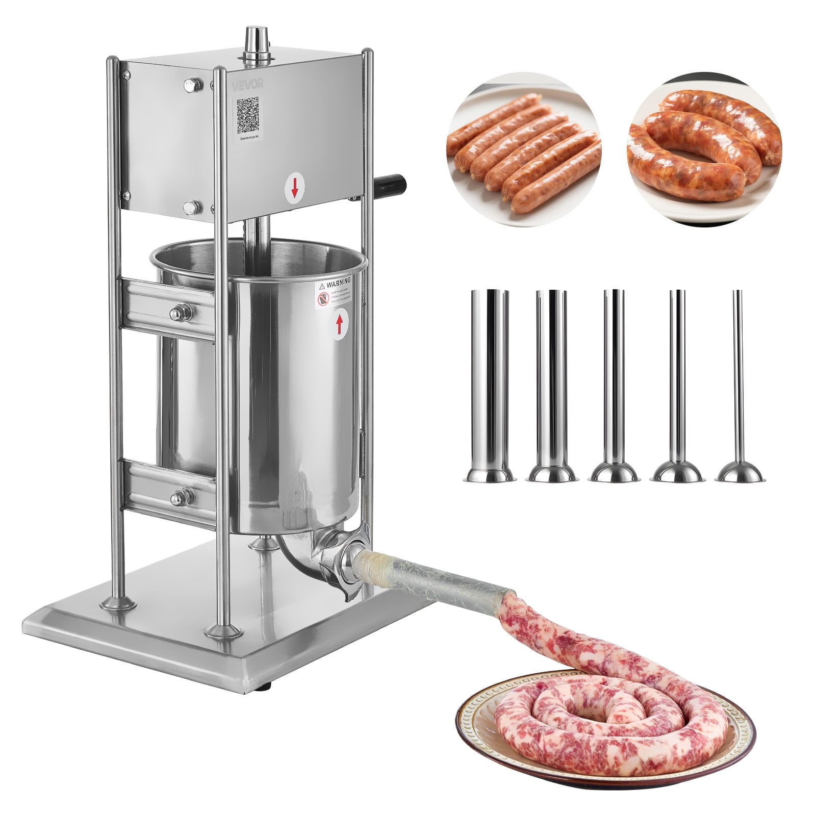 Vevor Manual Sausage Stuffer, 22 Lbs / 10 L Vertical Meat Stuffer, Dual-Speed Sausage Casing Meat Filling Machine, Stainless Steel Heavy Duty Filler W