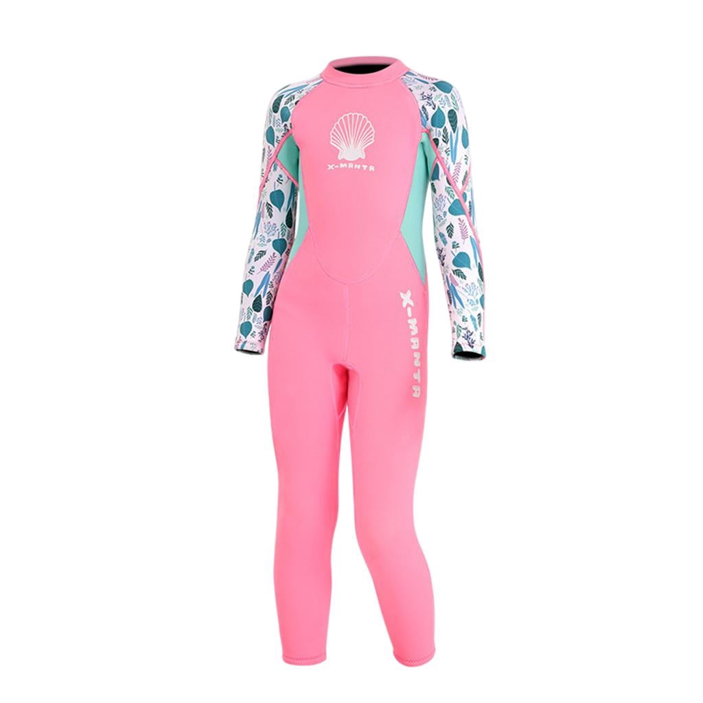 koolsoo Combinaison de Plongée à Manches Longues pour Filles Combinaison Chaude de Plongée en Apnée Surf Rose TTG