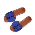 thumbnail image 5 of FRSASU Women's Bow Knot Slides Open Toe Flat Sandals Summer Beach Soft Slip On Slippers Blue, 5 of 5