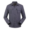 thumbnail image 1 of RXIRUCGD Blouse Décontractée Mode Homme Couleur Unie Cargo Boutons Poches Manches Longues Col Rabattu, Gris Foncé, Taille : TG, 1 of 8
