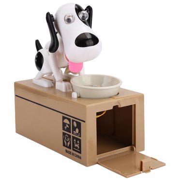 Cute Puppy Hungry Eating Dog Coin Bank, Electronic Doggy Coin Bank, Dog Piggy Bank, Coin Munching Toy Money Box Ideal Birthday Gift for Kids, Children