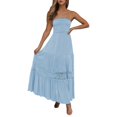 thumbnail image 1 of Cathalem Robe Longue Moulante d'Été pour Femme, Plage, Fête, Fluide, Longue, Bleu G, 1 of 5