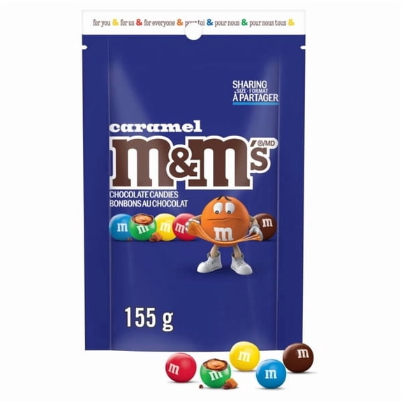 M&M'S, Caramel Milk Chocolate Candies, Sharing Bag, 155g