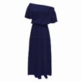 thumbnail image 2 of WTXUE Robes d'Été pour Femmes 2024, Robe d'Été pour Dames Couleur Unie Décontractée Couleur Unie à une Épaule Taille Élastique à Manches Courtes, Robe Bleue Femme, Blue2 L, 2 of 5