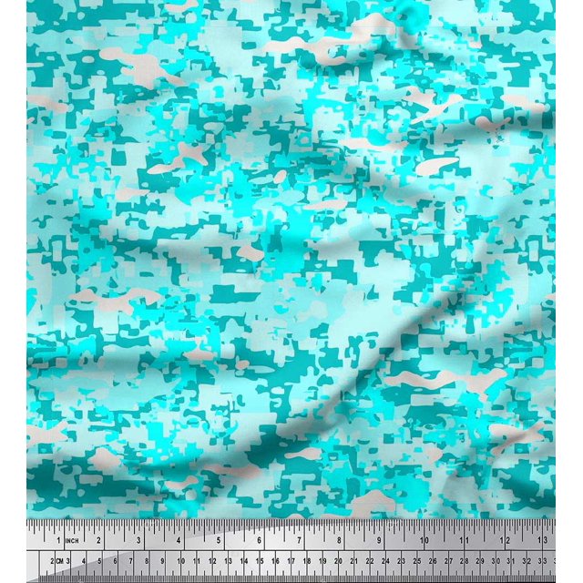 Soimoi Poly Georgette Fabric Two Tone Camouflage Print Sewing Fabric Yard 52 Inch Wide