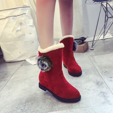 Cameland Women's Vintage Solid Color Round Toe Back Lace-up Mid-heel Mid-calf Boots