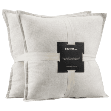 Ensemble de 2 coussins décoratifs carrés tissés blanc cassé 18.5x18.5 moderne Bouclair