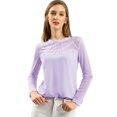 thumbnail image 1 of INSPIRE CHIC Haut à Manches Longues en Mousseline à Col Rond en Dentelle Florale pour Femme, 1 of 6