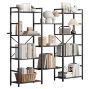 BeesClover Bookshelf, Large Bookcase with 11 Open Shelves, Industrial Wood and Metal Book Shelves, Floorstanding Display Shelf Storage, for Bedroom Living Room Home Office