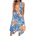 thumbnail image 1 of yoeyez Robes pour Femmes 2025 Fête Sans Manches Décontractée Robe Débardeur à Fleurs Ourlet Irrégulier Col Ras du Cou Robes Maxi Grande Taille Jaune, TG, 1 of 3