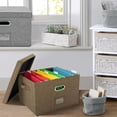 thumbnail image 4 of Lot de 2 Boîtes Organisatrices de Dossiers pour Bureau avec Couvercle, Organisation Suspendue Pliable en Lin pour l'École, Rangement Portable pour la Maison avec Poignée, Format Lettre Dossier Légal, 4 of 4