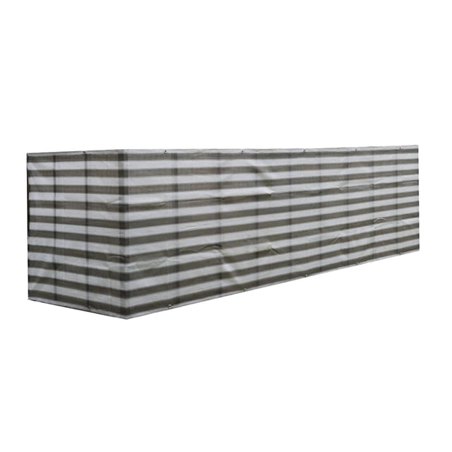 Fence Privacy Screen Outdoor Protection Resistant Porch Rails stripe made of high-density PE material with resistance to permeability and fading. Designed for landscaping and fencing solutions, it features grommets at each corner for easy installation. Lightweight and portable design suitable for gardens, patios, backyards, pools, and playgrounds. Includes 1 screen, 24 ties, and 13m rope.