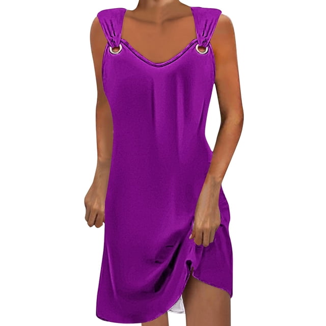 Erwazi Robes d'Été Décontractées pour Femmes, Robes de Plage d'Été, Robe Midi Sans Manches, Robe Bohème de Vacances, Robe Débardeur