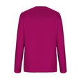 thumbnail image 5 of Dagegui Hauts Grande Taille pour Femmes Manches Longues Col Rond T-Shirt Couleur Unie Tunique Chandail Quotidien Rose Vif P, 5 of 5
