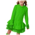 thumbnail image 1 of Splozh Robe d'Automne pour Filles Printemps et Automne Robe d'Hiver à Manches Longues pour Filles Robe de Fête Motif Robe en Maille Vert, 3-4 Ans, 1 of 6