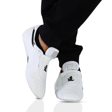Chaussures de Taekwondo, Chaussures de Kung Fu Tai Chi Arts Martiaux Espadrilles Boxe Karaté Rayures Noires Espadrilles Légères pour Adultes et Enfants