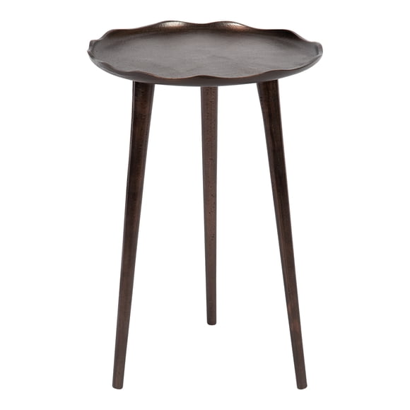 Kate and Laurel Alessia Modern Round Metal Side Table, 15 x 15 x 22, Bronze, Decorative Glam Cast Aluminum End Table with Deckled Edge for Bedroom Nightstand or Living Room Accent