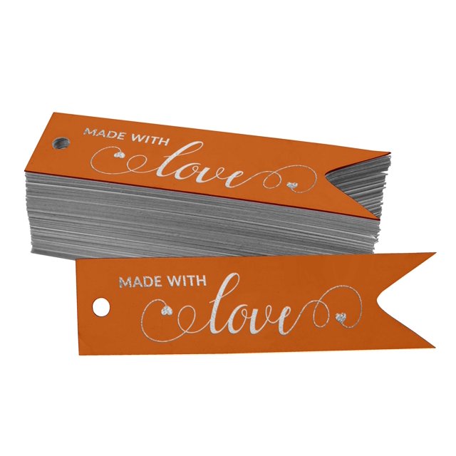 Inkdotpot Pack Of 100 Real Silver Foil Paper Tags Made With Love Text Favor Hang Tags