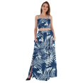 thumbnail image 1 of Bimba Ensemble Coordonné 2 Pcs Robe Aguichant de Plage et de Fête pour Femmes, Haut Court Imprimé Smocké et Jupe Longue, 1 of 7