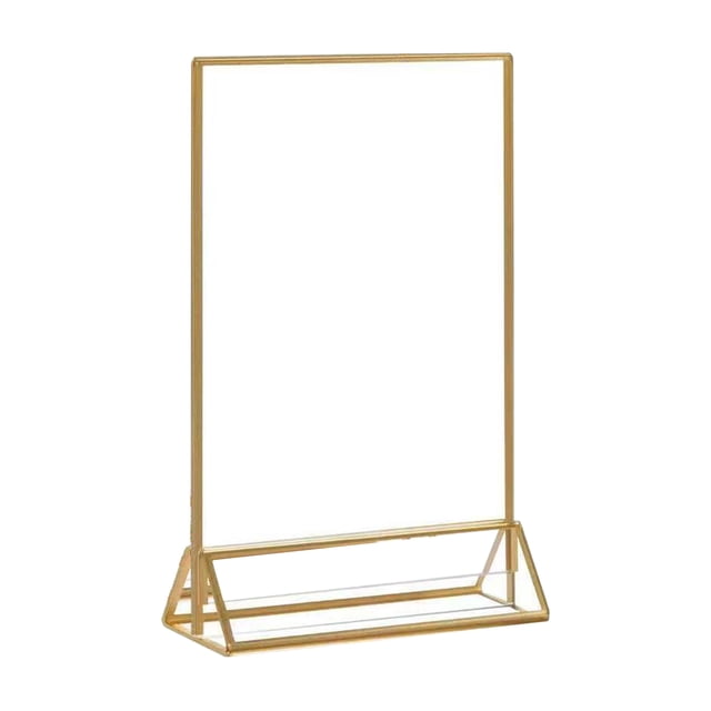 Visland Support d'Enseigne en Acrylique Double Face Cadre Photo Doré Support de Table Support d'Enseigne Transparent Présentoir pour Circulaire Menu Support de Numéro de Table de Mariage