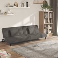 thumbnail image 1 of vidaXL 2-Seater Sofa Bed with Two Pillows Dark Grey Velvet, 1 of 5