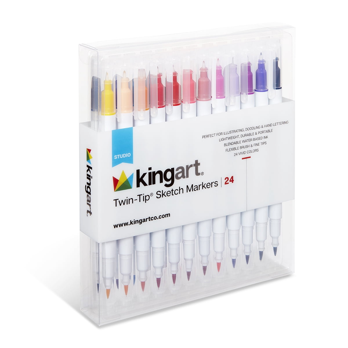 KINGART Feutres à double pointe Twin-Tip™, 24 couleurs