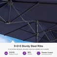 thumbnail image 3 of PURPLE LEAF 15ft Patio Umbrella with Base Included Double-Sided Rectangle Outdoor Umbrella Table Market Umbrella with Crank for Backyard Pool Garden Deck, Navy blue, 3 of 9