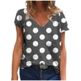thumbnail image 2 of JDQJBZ T-Shirt à Manches Courtes pour Femmes Haut d'Été, Blouse Décontractée Ample de Mode pour Femmes Impression T-Shirt à Col en V Blouse T-Shirt Imprimé, 2 of 5