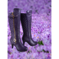thumbnail image 5 of Bottes à Talons Hauts à Fermeture Éclair à Bout Rond Décontractées pour Femmes Dames (Violet, 8.5), 5 of 5