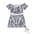 thumbnail image 2 of CEHVOM Three-piece Strappy Swimsuit With One-word Shoulder Strap And Chest Pad Without Underwire Leopard Print, 2 of 5