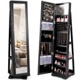 thumbnail image 1 of Giantex 360° Rotating Jewelry Armoire w/Higher Full Length Mirror, Standing Lockable Cabinet Organizer w/ Large Storage Capacity, Inside Makeup Mirror(Black), 1 of 8