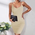 thumbnail image 3 of Bigersell Robes Midi Débardeur Mode Femmes Été Décontracté Uni Camis Sans Manches Robe Débardeur Mini Grande Taille Style 24944, Robes Mini Courtes Femme Beige P, 3 of 8