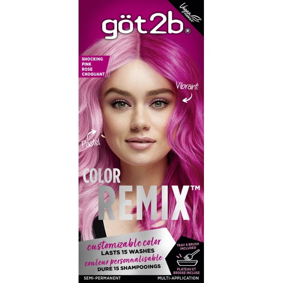 Got2b Color Remix, Customizable Semi-Permanent Hair Color, Shocking Pink