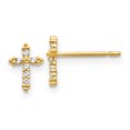thumbnail image 1 of 14K Yellow Gold Madi K CZ Children's Cross Post Earrings, 1 of 2
