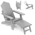 thumbnail image 1 of Costway Patio Adirondack Chair All-Weather HIPS Lounge Chair with Retractable Footrest Gray, 1 of 9