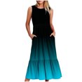 thumbnail image 2 of 2024 Longues Robes Maxi à Bretelles Spaghetti pour Femmes Été, Robes Maxi Dégradées Sans Manches pour Femmes Grande Taille, Robes d'Été Décontractées à Col Rond pour la Plage Robe Évasée, Robe Maxi Fluide à Étages pour Femmes, 2 of 5