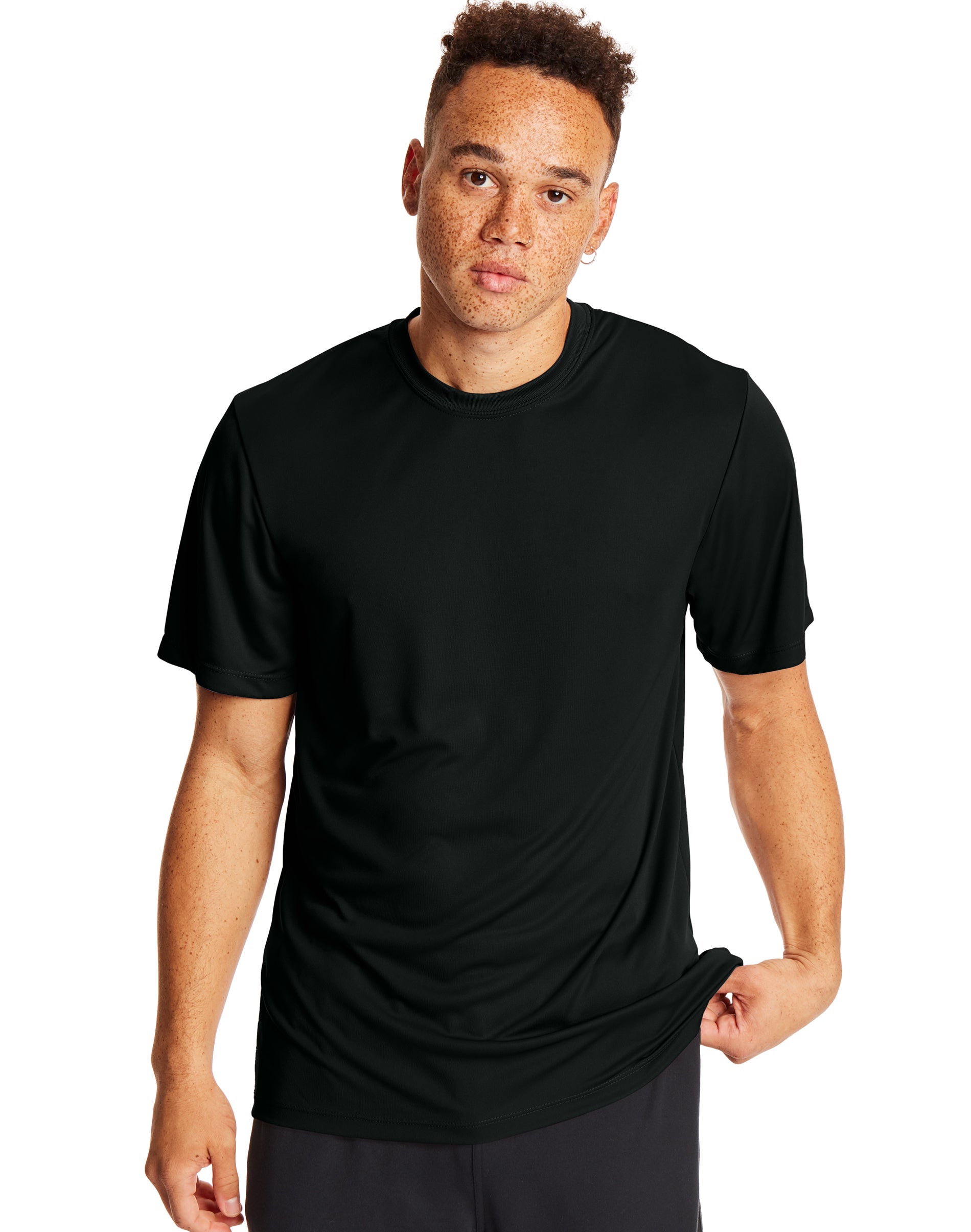 Hanes Mens Sport Cool DRI Performance Tee 2-Pack, M, Black