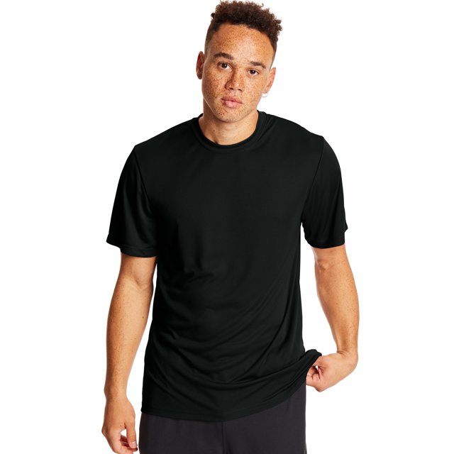 Hanes Mens Sport Cool DRI Performance Tee 2-Pack, M, Black