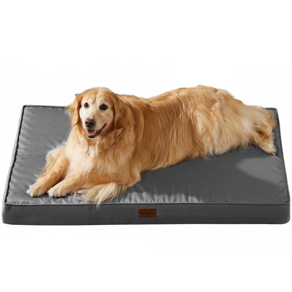 BFPETHOME Outdoor Dog Bed for Large Dogs Waterproof Orthopedic with Removable Washable Cover Egg Crate Foam Mat (42 x 30 In Dark Grey)