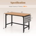 thumbnail image 3 of Costway Bureau d'Ordinateur Roulant Cadre en Métal Table pour PC Portable Dessus en Bois Poste de Travail d'Étude, 3 of 8