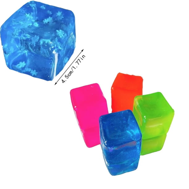 Uklsqma Balles Anti-Stress en Forme de Cube de Glace / Jouets Sensoriels Fidget pour Soulager l'Anxiété / Matériau Tpr Durable / Jouet Silencieux et Moelleux pour Exercices de Main pour Enfants et